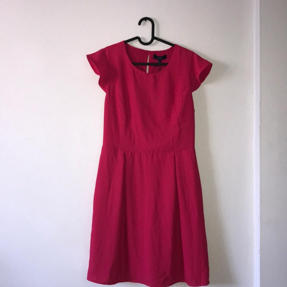 Hot pink flutter sleeve dress